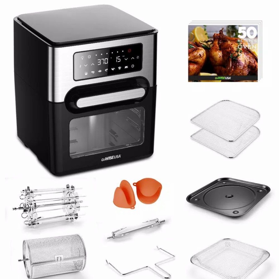 * Toasters | Toasters Gowise Usa 1700W 12.7 Quart Air Fryer Toaster Oven Select With Rotisserie And Dehydrator Features And Accessories, Black