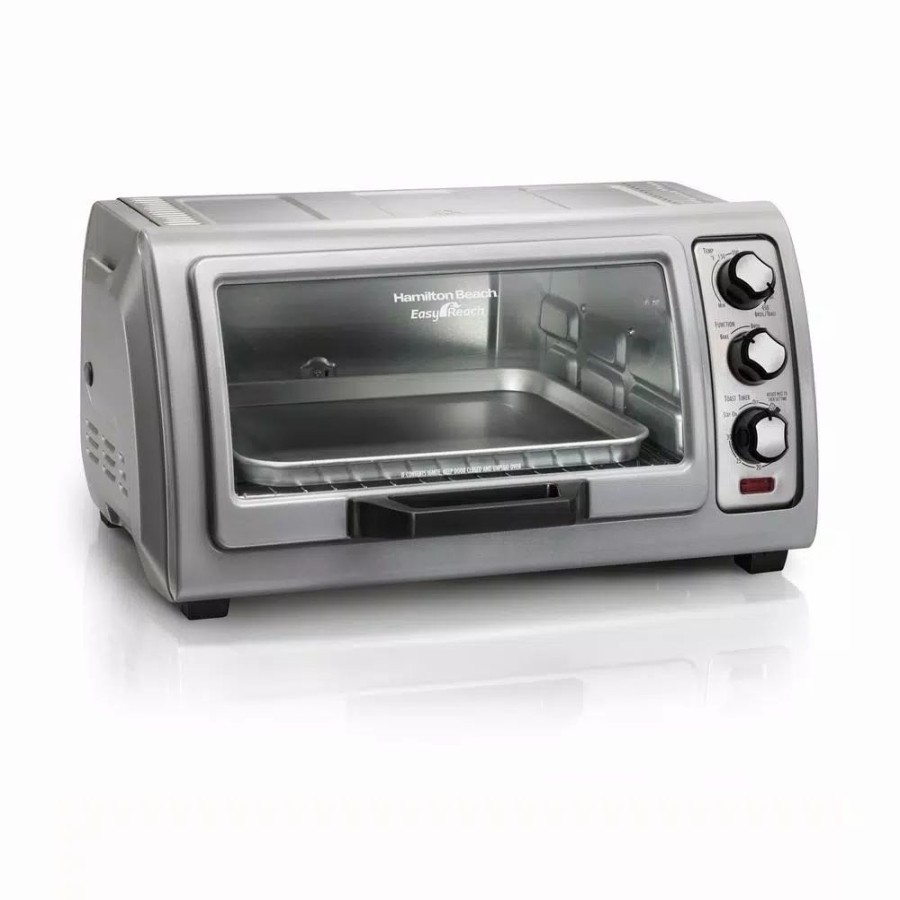 * Toasters | Toasters Hamilton Beach Easy Reach 1400 W 6-Slice Grey Toaster Oven With Roll Top Door