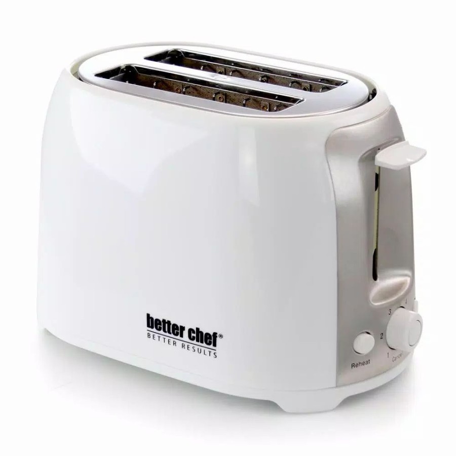 * Toasters | Toasters Better Chef 2-Slice White Wide Slot Toaster With Cool-Touch Exterior