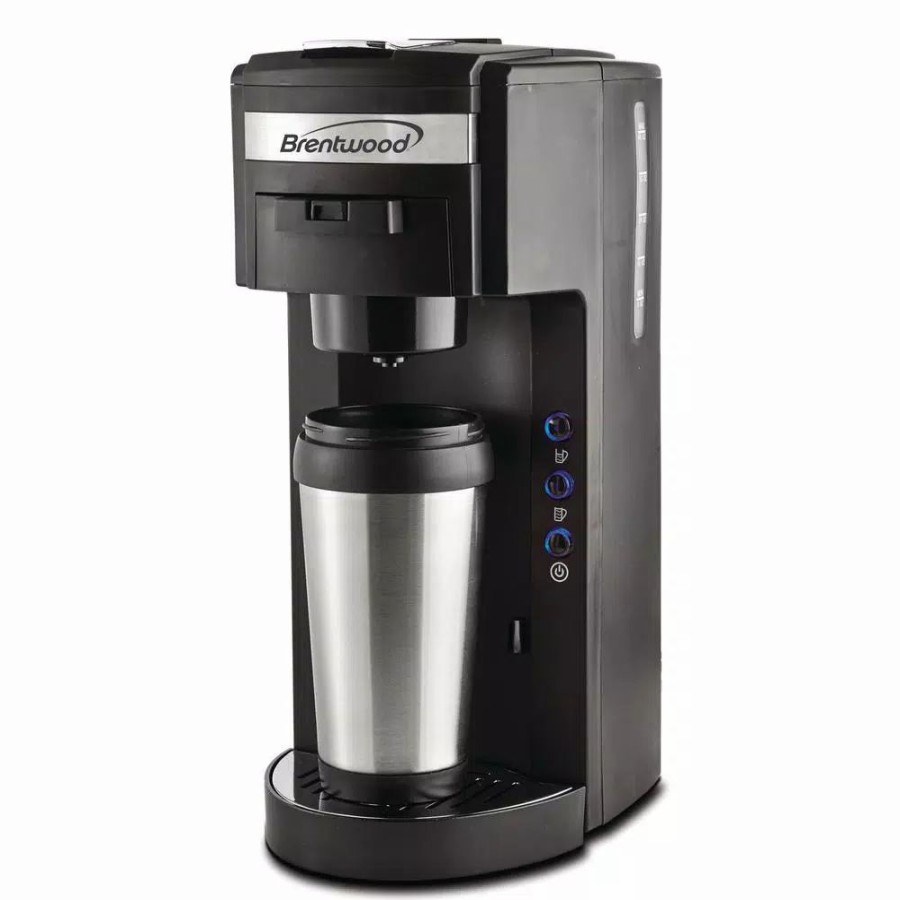 * Coffee Makers | Coffee Makers Brentwood Black Single Serve Coffe Maker With Stainless Steel Coffee Mug