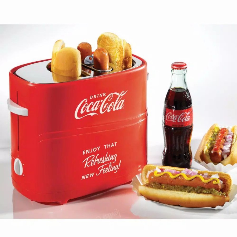 * Toasters | Toasters Nostalgia Retro Series 2-Slice Coca-Cola Long Slot Hot Dog And Bun Toaster With Crumb Tray And Mini Tongs