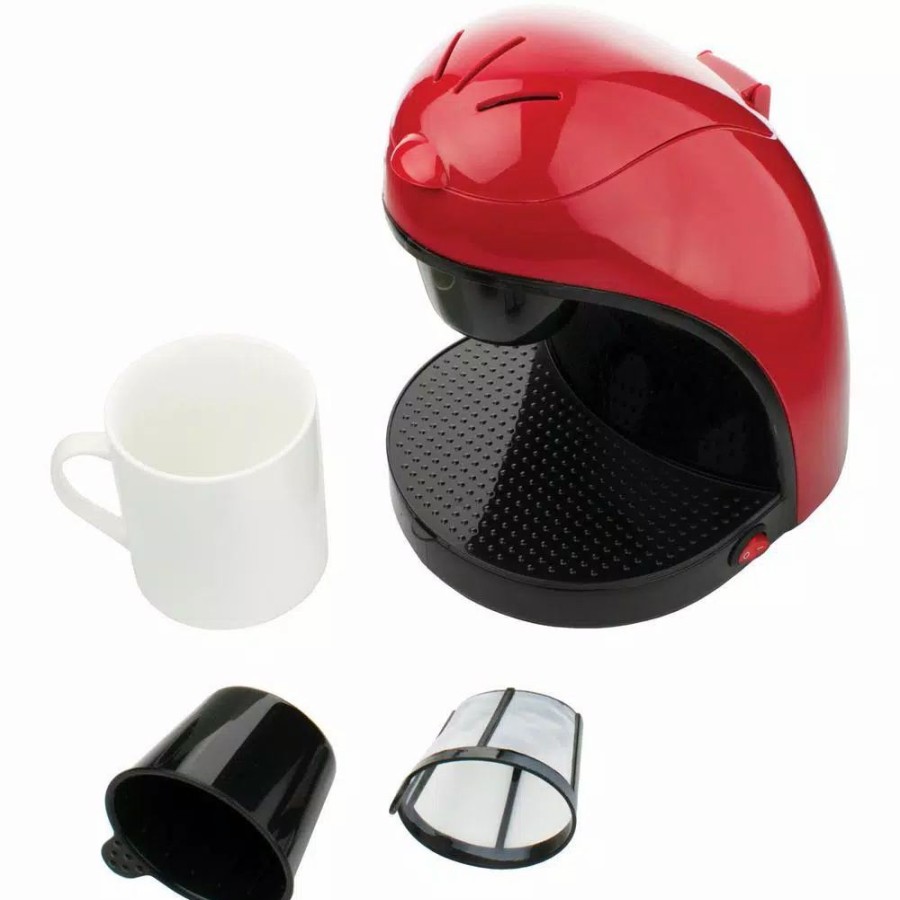 * Coffee Makers | Coffee Makers Brentwood Appliances 1-Cup Red Coffee Maker With Mug And 2-Slice Red Extra-Wide Slot Toaster