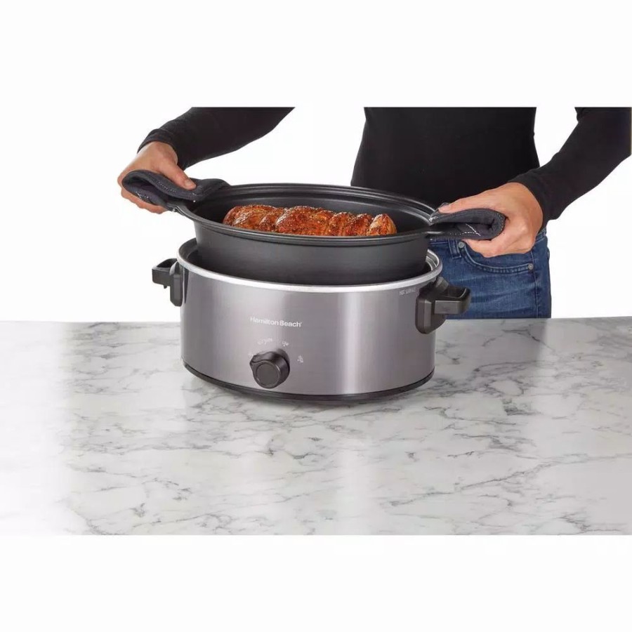 * Cookers | Cookers Hamilton Beach Stovetop Sear And Cook 6 Qt. Gray Slow Cooker