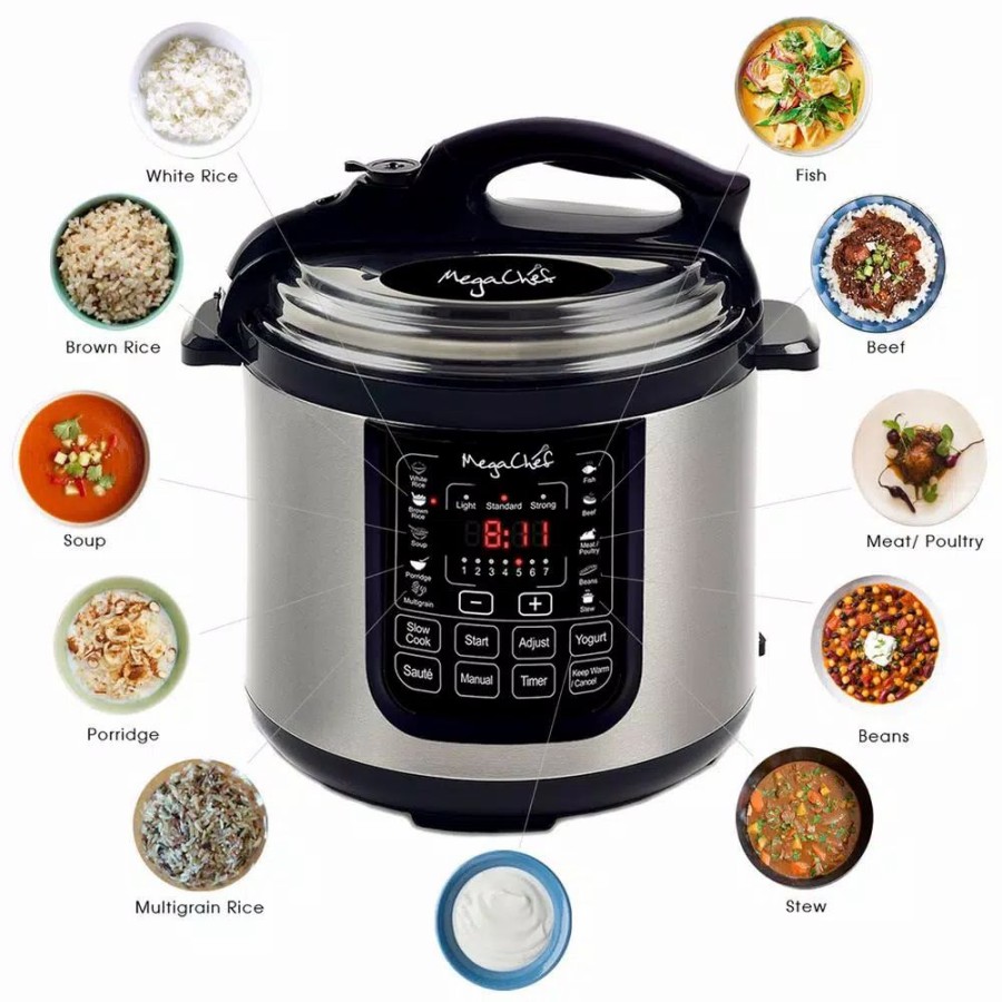 * Cookers | Cookers Megachef 8 Qt. Stainless Steel Electric Pressure Cooker With Stainless Steel Pot