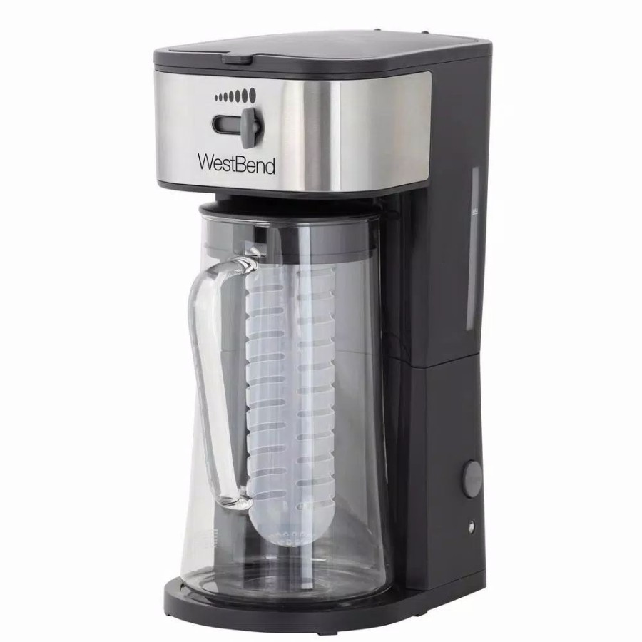 * Coffee Makers | Coffee Makers West Bend 2.75 Qt. Black Iced Tea Or Iced Coffee Maker 10-Cups Includes Infusion Tube To Customize Flavor Features Auto Shut-Off