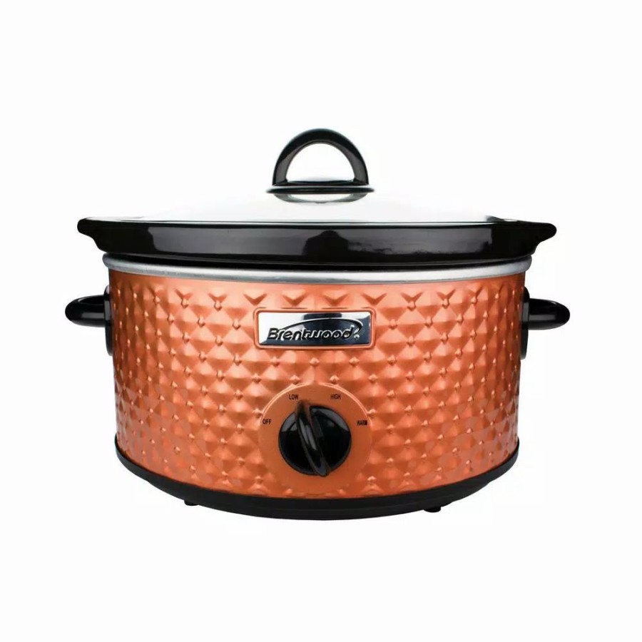 * Cookers | Cookers Brentwood Appliances Diamond 3.5 Qt. Brown Slow Cooker With Tempered Glass Lid