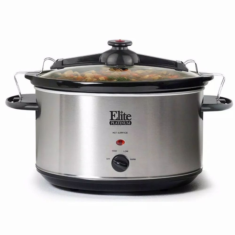 * Cookers | Cookers Elite Platinum 8.5 Qt. Stainless Steel Slow Cooker With Locking Lid