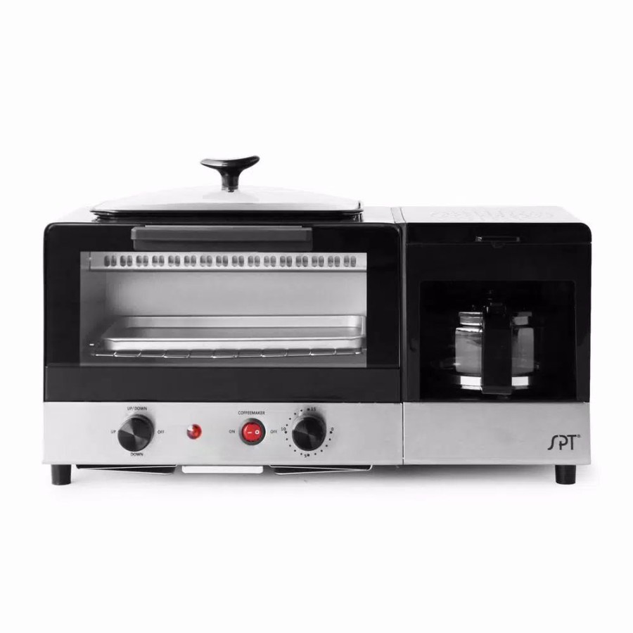 * Toasters | Toasters Spt Breakfast Center 1450 W 2-Slice Black And Stainless Steel Toaster Oven With Griddle And Coffee Maker