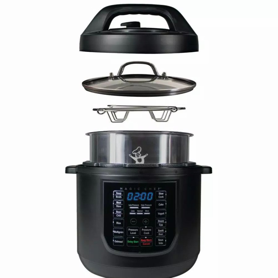 * Cookers | Cookers Magic Chef 9-In-1 6 Qt. Matte Black Electric Multi-Cooker With Recipe Book