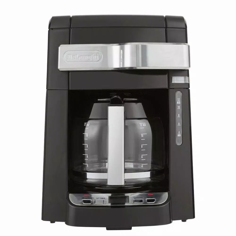 * Coffee Makers | Coffee Makers Delonghi 12-Cup Black Drip Coffee Maker With Glass Carafe And Automatic Shut-Off