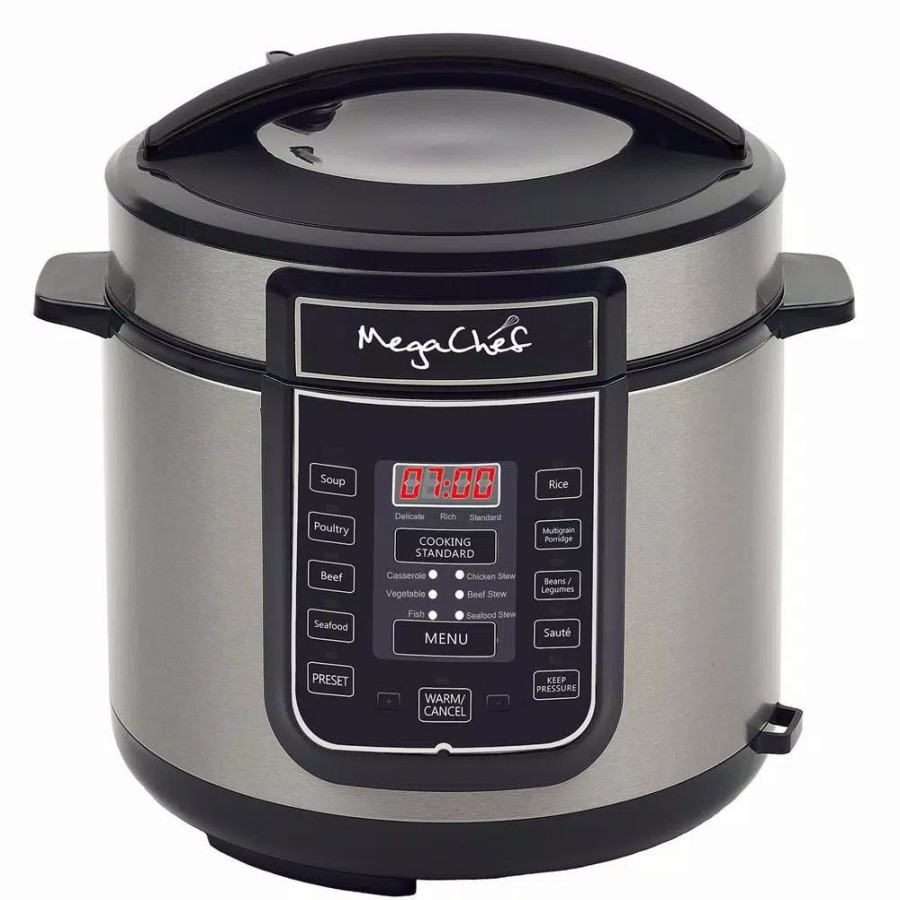 * Cookers | Cookers Megachef 6 Qt. Black Electric Pressure Cooker With Built-In Timer