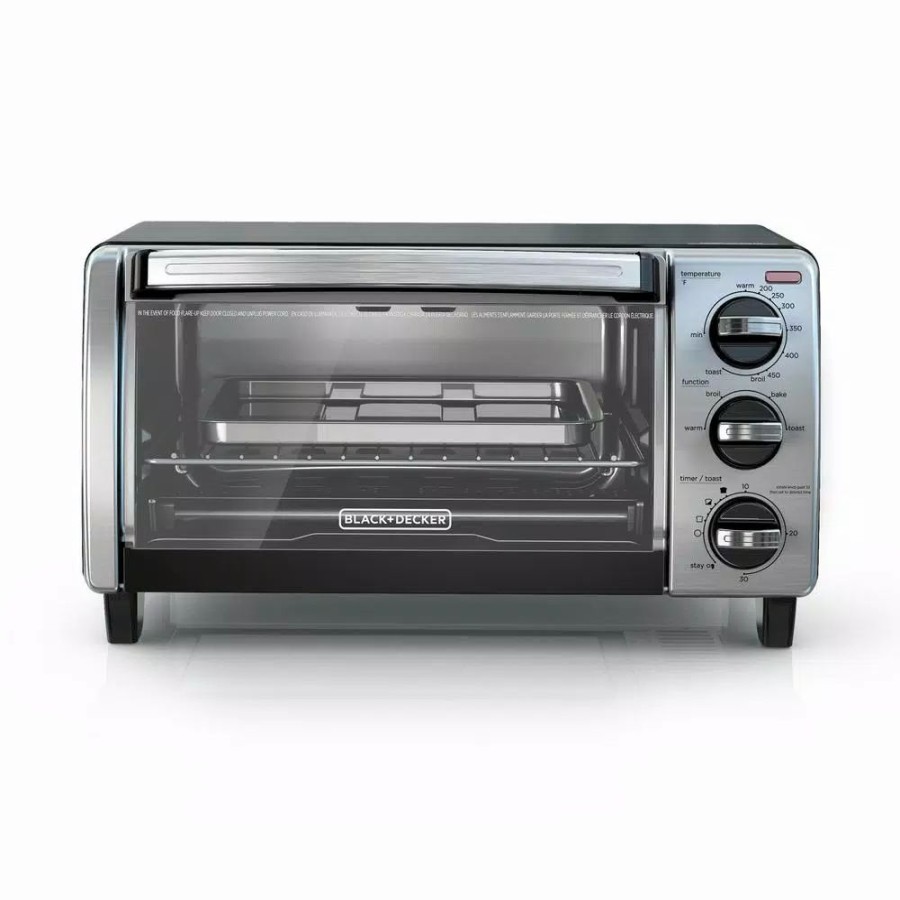 * Toasters | Toasters Black+Decker 1150 W 4-Slice Stainless Steel Convection Toaster Oven With Built-In Timer