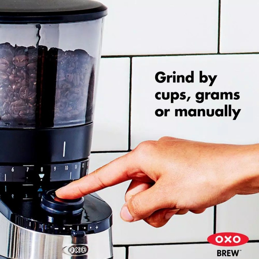 * Coffee Makers | Coffee Makers Oxo 12 Oz. Black Stainless Steel Burr Coffee Grinder With Integrated Scale