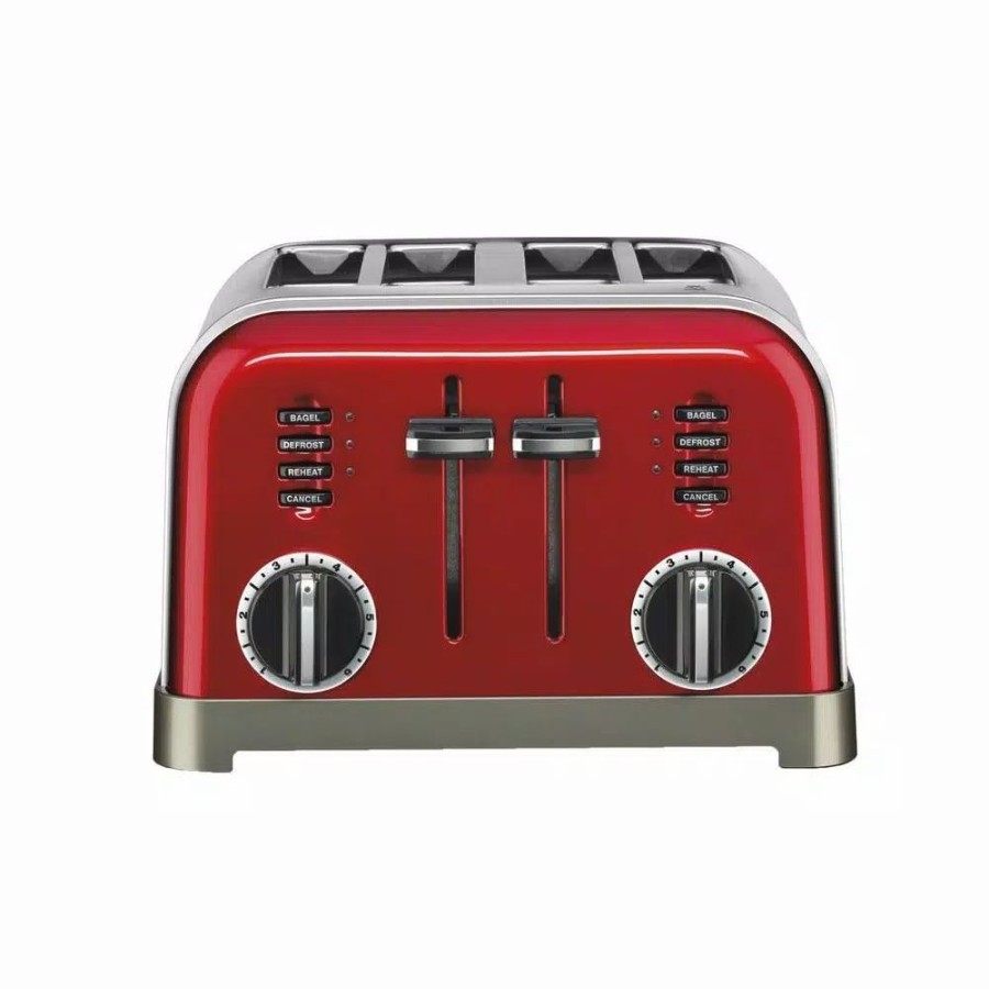 * Toasters | Toasters Cuisinart Classic Series 4-Slice Red Wide Slot Toaster With Crumb Tray