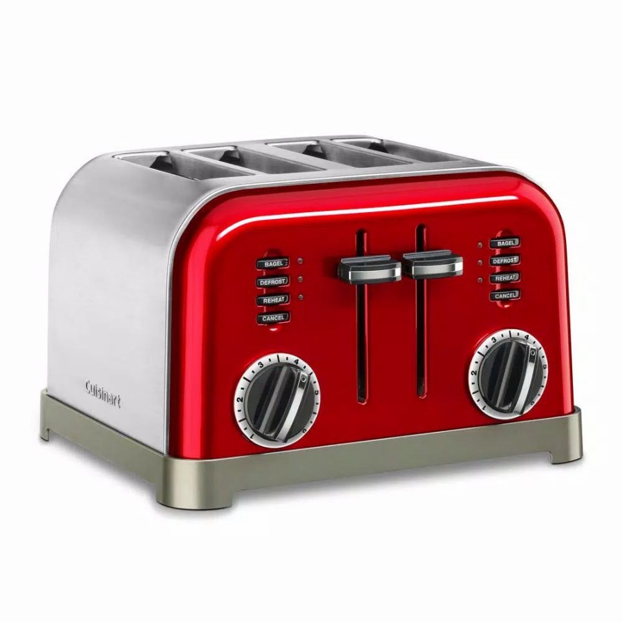 * Toasters | Toasters Cuisinart Classic Series 4-Slice Red Wide Slot Toaster With Crumb Tray