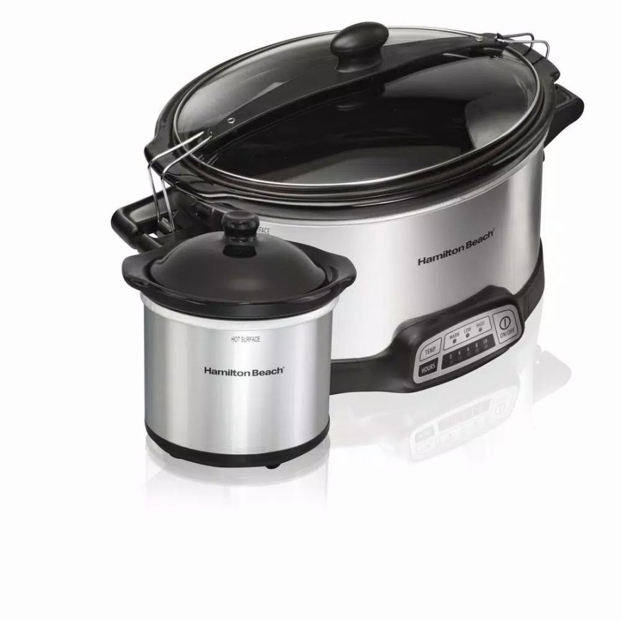 * Cookers | Cookers Hamilton Beach Programmable Stay Or Go 6 Qt. Stainless Steel Slow Cooker With Bonus Party Dipper