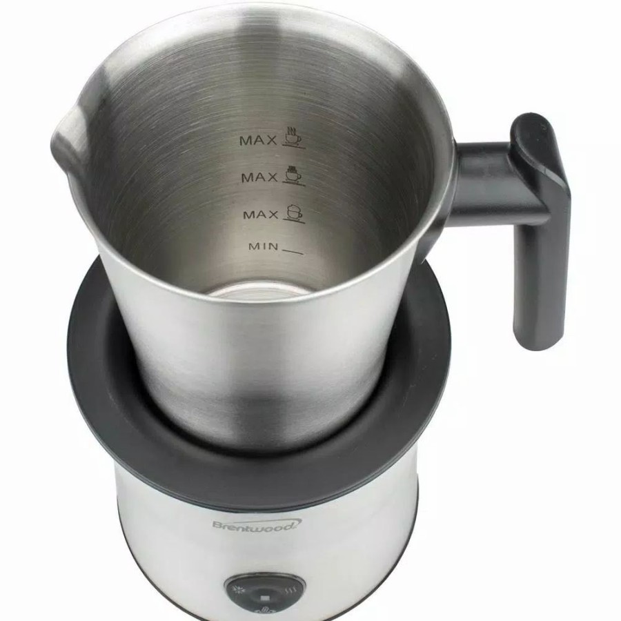 * Coffee Makers | Coffee Makers Brentwood Appliances 15 Oz. Silver Cordless Electric Milk Frother With Warmer And Hot Chocolate Maker