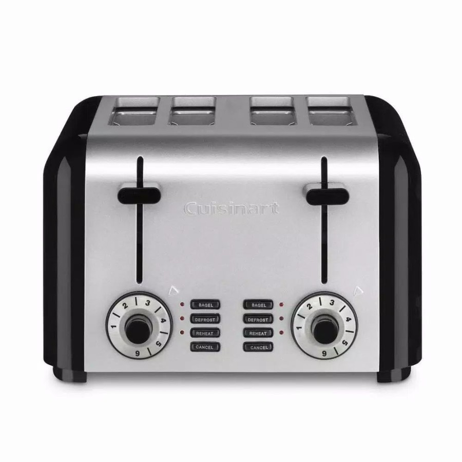 * Toasters | Toasters Cuisinart 4-Slice Black And Stainless Steel Wide Slot Toaster With Crumb Tray