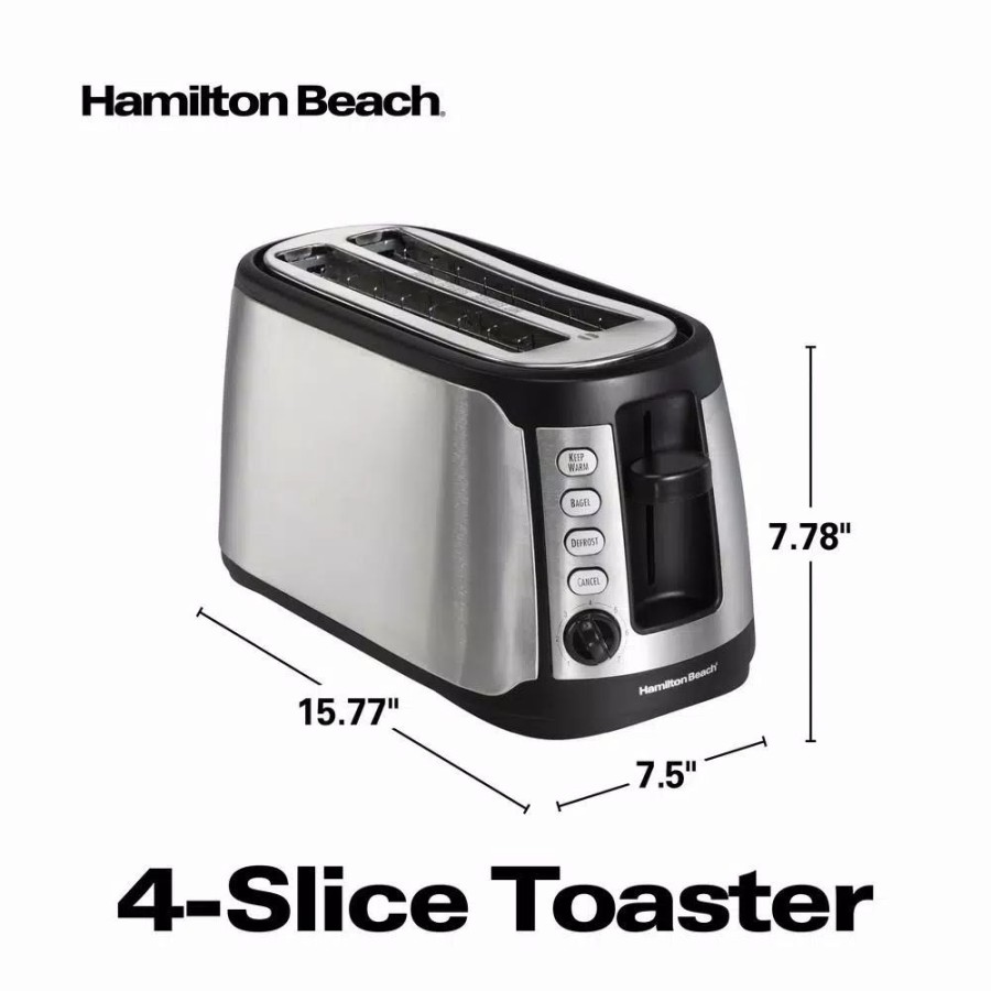 * Toasters | Toasters Hamilton Beach 4-Slice Black Long Slot Toaster