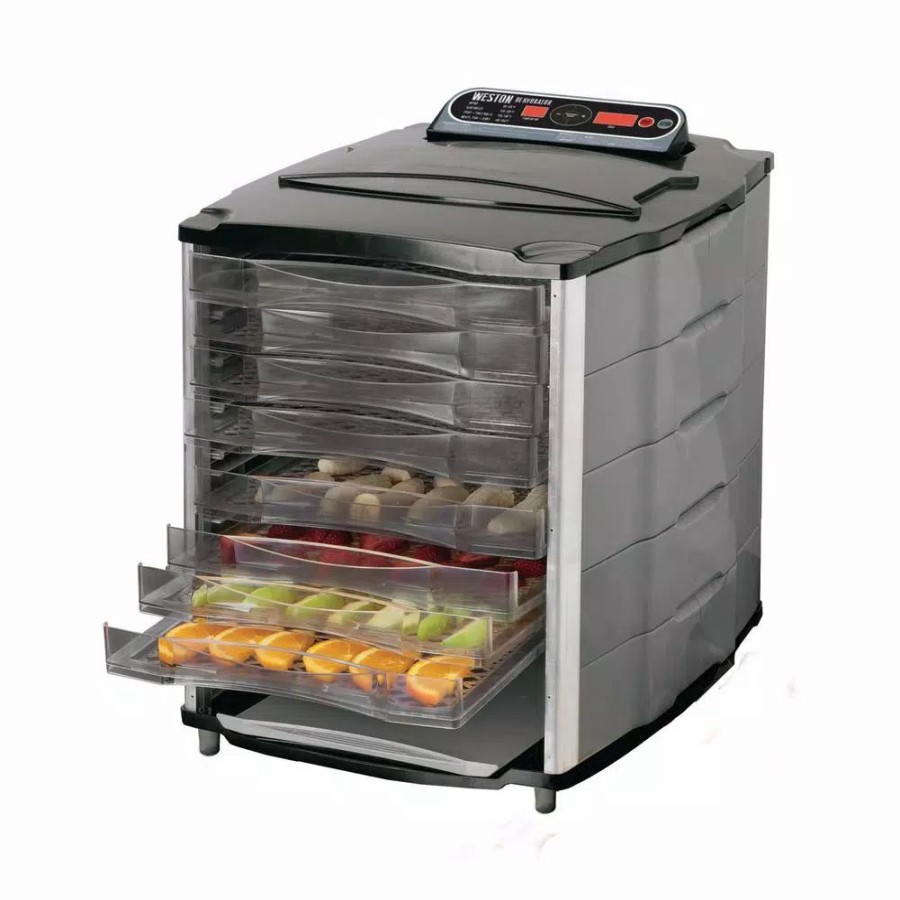 * Food Processing | Food Processing Weston 10-Tray Black And Silver Food Dehydrator With Temperature Display