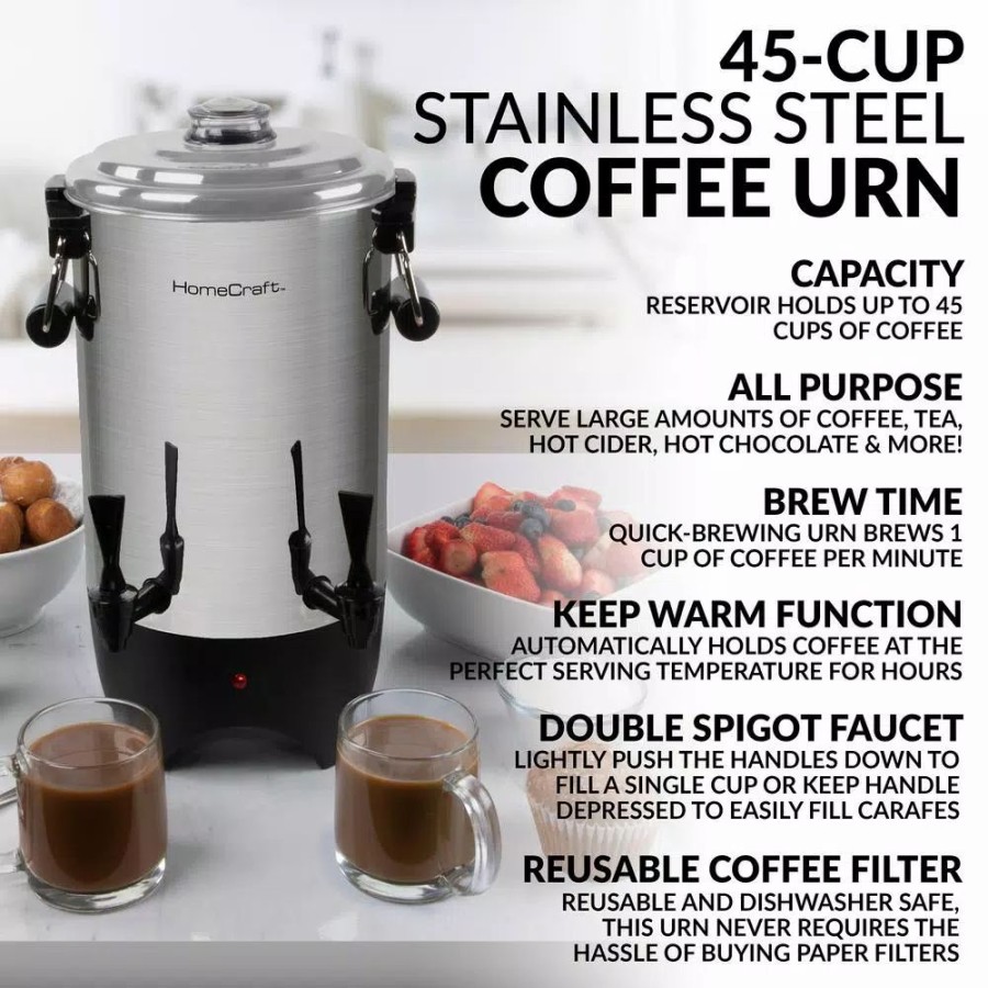 * Coffee Makers | Coffee Makers Nostalgia 45-Cup Stainless Steel Quick Brewing Coffee Urn