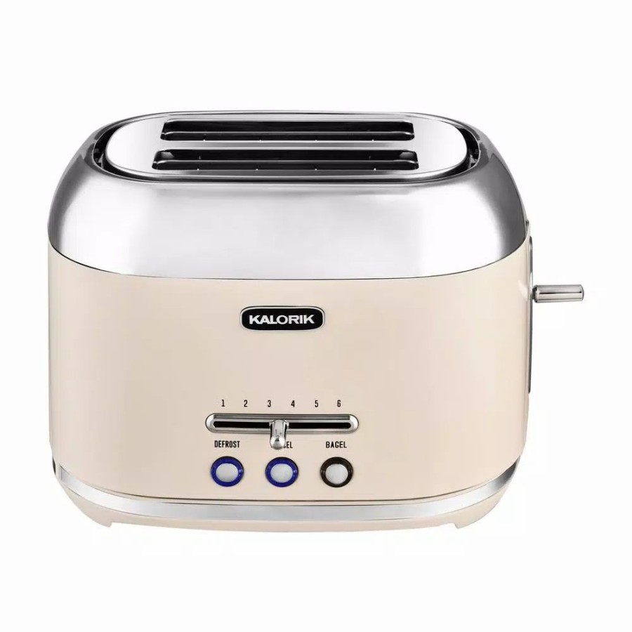 * Toasters | Toasters Kalorik Retro 2-Slice Cream Wide Slot Toaster