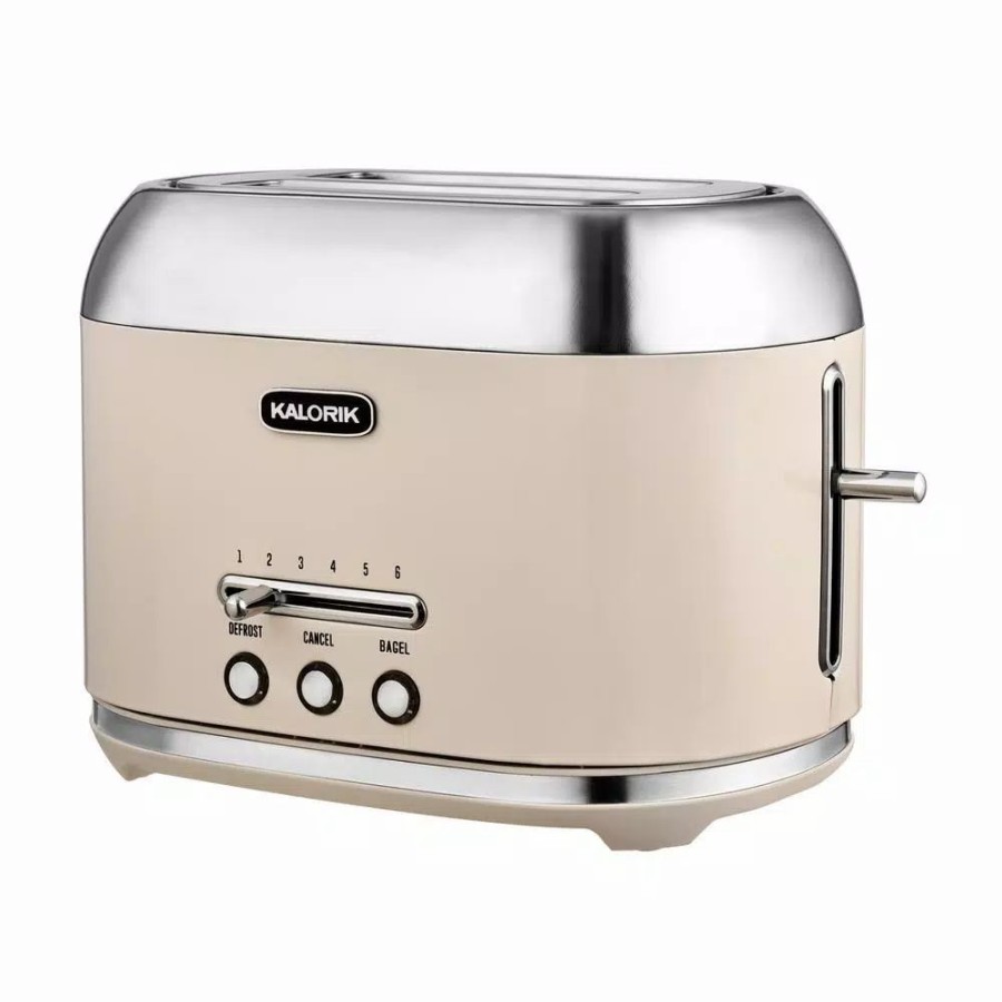 * Toasters | Toasters Kalorik Retro 2-Slice Cream Wide Slot Toaster