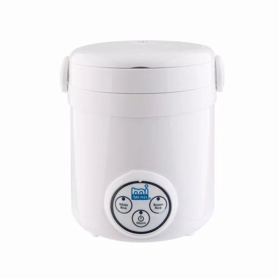 * Cookers | Cookers Aroma 3-Cup White Mini Rice Cooker With Non-Stick Cooking Pot