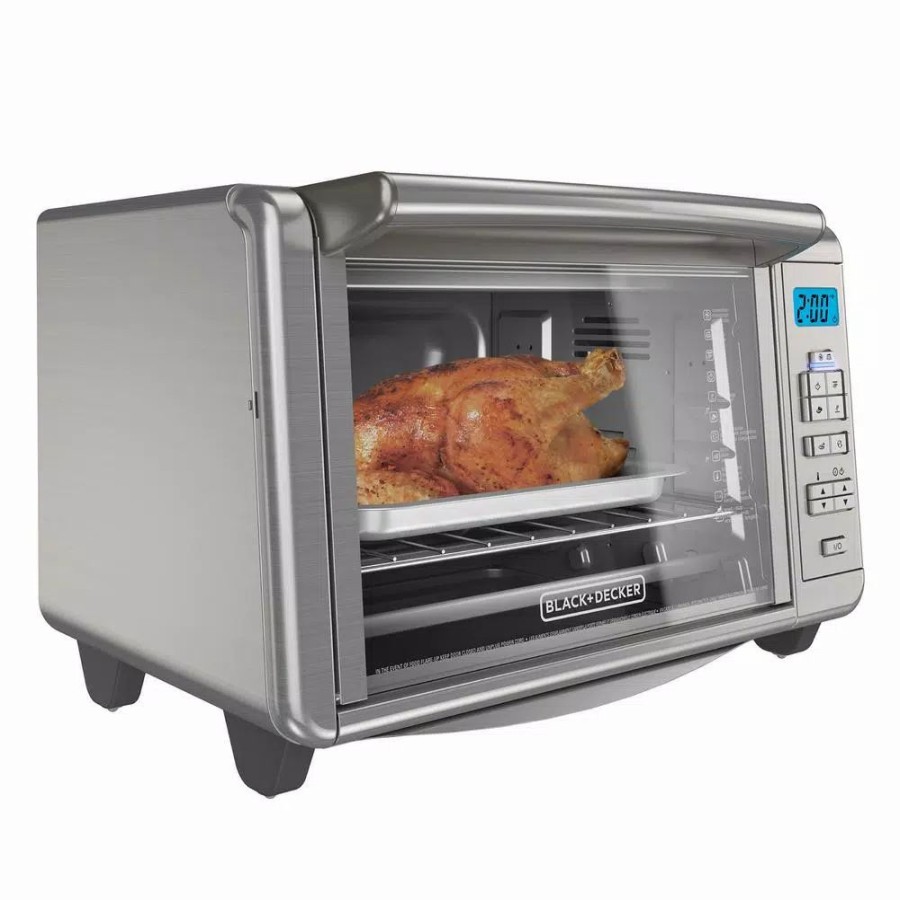 * Toasters | Toasters Black+Decker 1500 W 6-Slice Stainless Steel Countertop Toaster Oven With Built-In Timer