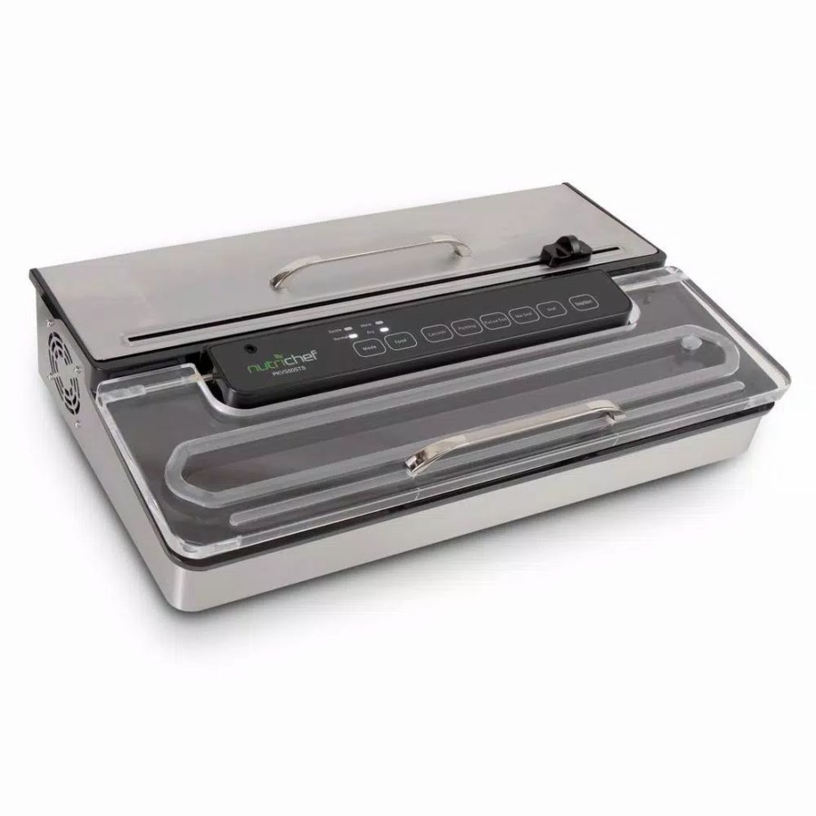 * Food Processing | Food Processing Nutrichef White Kitchen Pro Stainless Steel Food Vacuum Sealer System Countertop Electric Air Seal Preserver With Air Vac Bags