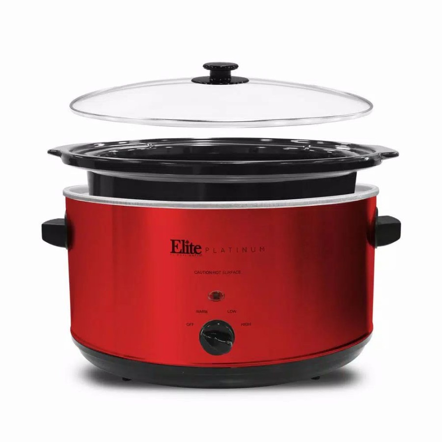 * Cookers | Cookers Elite Platinum 8.5 Qt. Red Slow Cooker