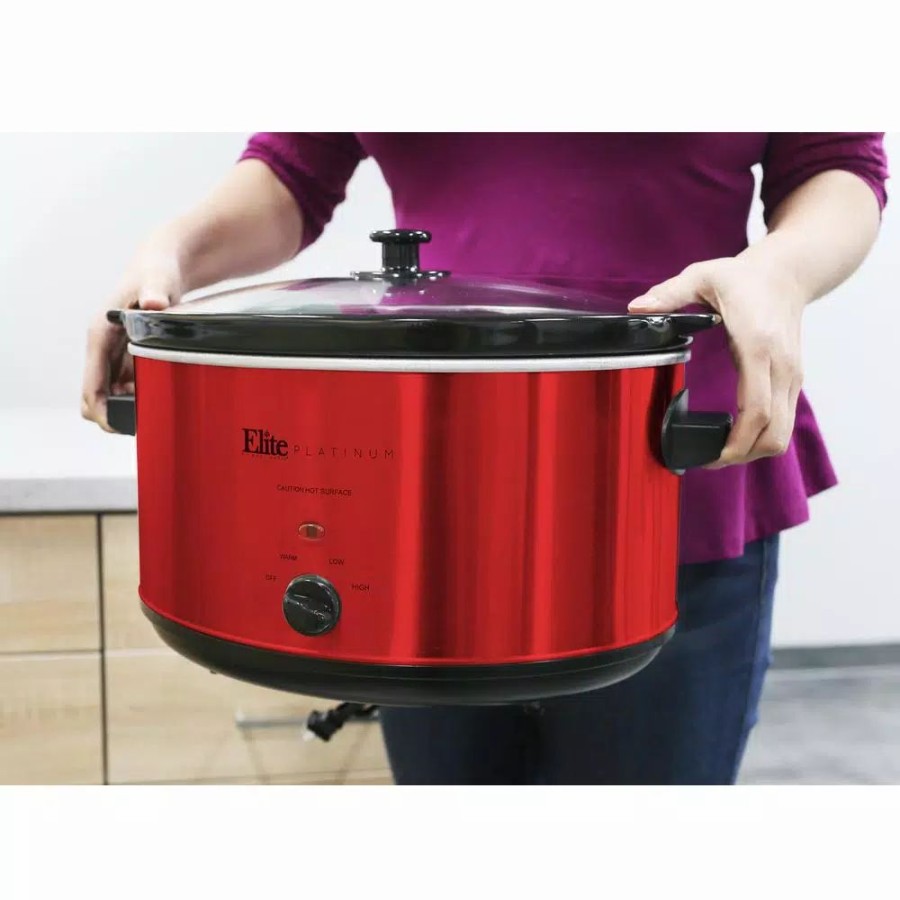 * Cookers | Cookers Elite Platinum 8.5 Qt. Red Slow Cooker