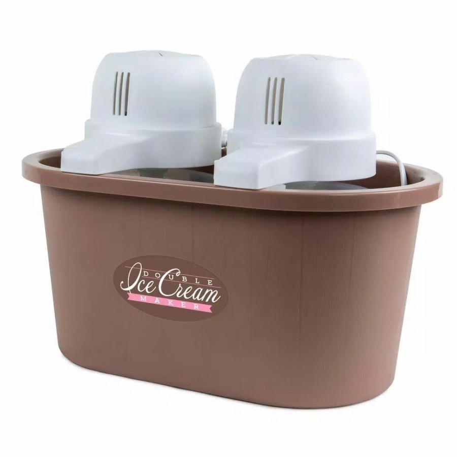 * Dessert Makers | Dessert Makers Nostalgia 4 Qt. Brown Double Flavor Ice Cream Maker