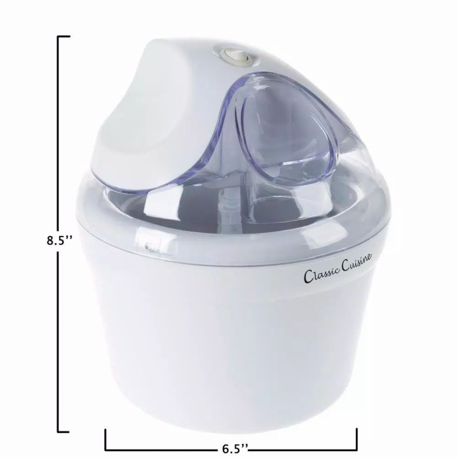 * Dessert Makers | Dessert Makers Classic Cuisine 1 Qt. White Ice Cream Maker And Frozen Yogurt Machine With Recipe Booklet