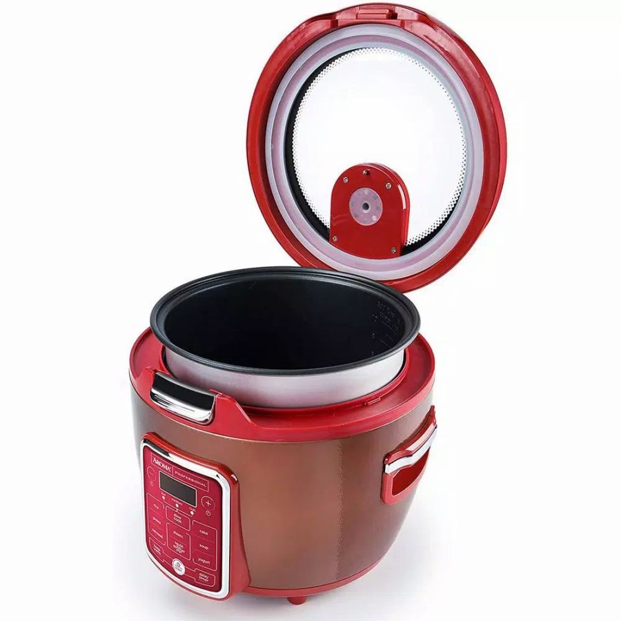 * Cookers | Cookers Aroma 20-Cup Red Rice Cooker With Glass Lid