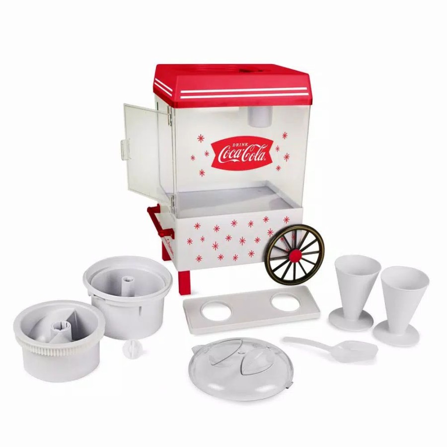 * Dessert Makers | Dessert Makers Nostalgia 160 Oz. Coca-Cola Red Snow Cone Machine With Reusable Cones