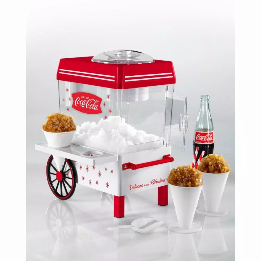 * Dessert Makers | Dessert Makers Nostalgia 160 Oz. Coca-Cola Red Snow Cone Machine With Reusable Cones