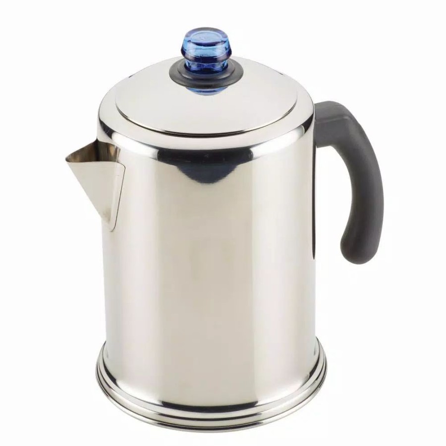 * Coffee Makers | Coffee Makers Farberware 12-Cup Classic Stainless Steel With Blue Knob Coffee Percolator