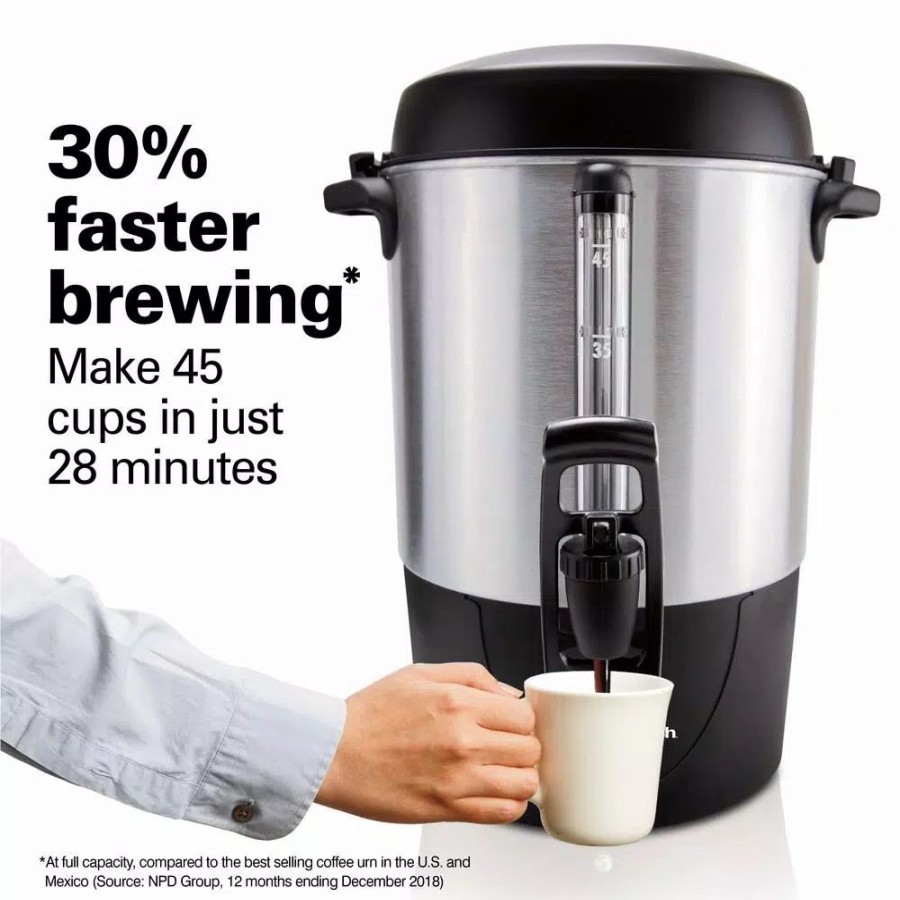 * Coffee Makers | Coffee Makers Hamilton Beach 45-Cup Fast Brew Stainless Steel With 1-Hand Dispensing Coffee Urn