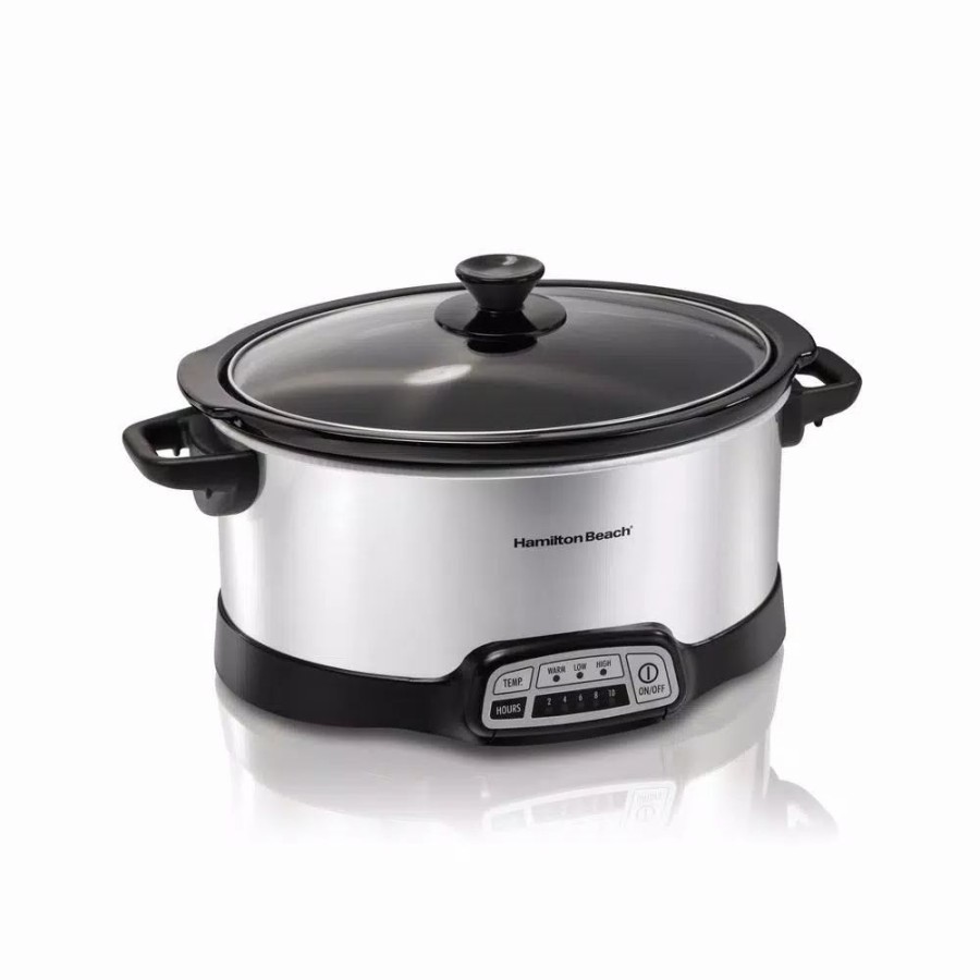 * Cookers | Cookers Hamilton Beach 7 Qt. Programmable Stainless Steel Slow Cooker With Built-In Timer And Temperature Settings