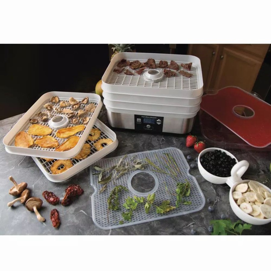 * Food Processing | Food Processing Hamilton Beach 5-Tray Stainless Steel Food Dehydrator With Programmable Settings