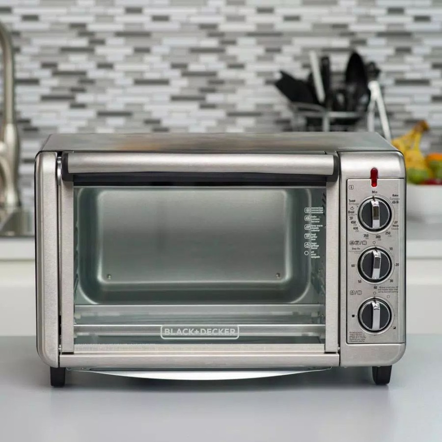 * Toasters | Toasters Black+Decker 1500 W 6-Slice Black And Silver Convection Toaster Oven