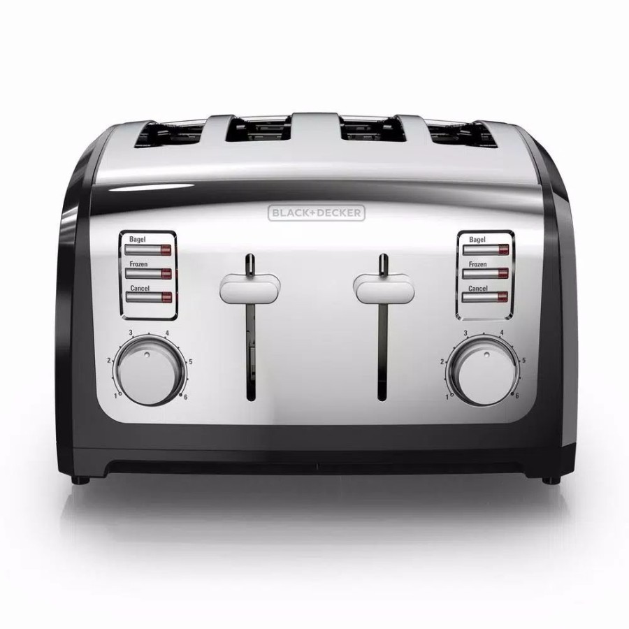 * Toasters | Toasters Black+Decker 4-Slice Stainless Steel Wide Slot Toaster With Crumb Tray