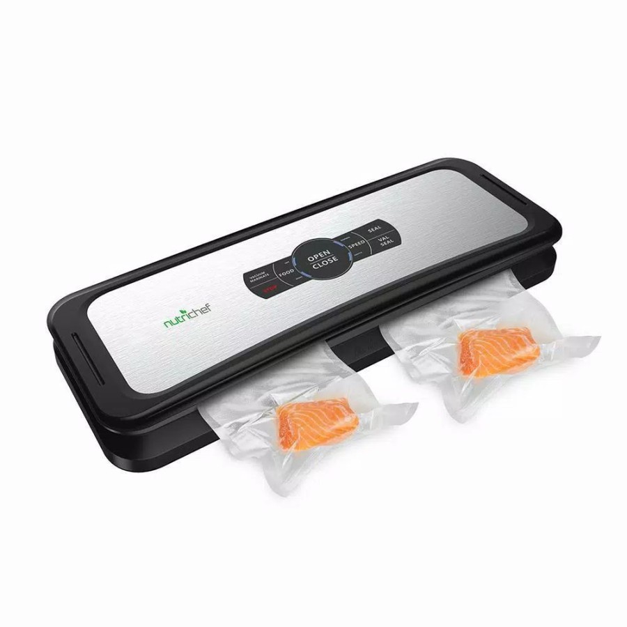 * Food Processing | Food Processing Nutrichef White With Digital Scale 1-Touch Automatic Open And Close Food Vacuum Sealer Electric Air Sealing Preserver