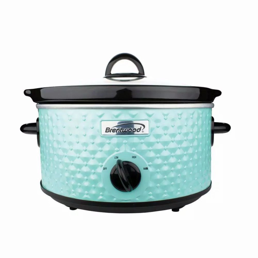 * Cookers | Cookers Brentwood Appliances Diamond 3.5 Qt. Blue Slow Cooker With Tempered Glass Lid