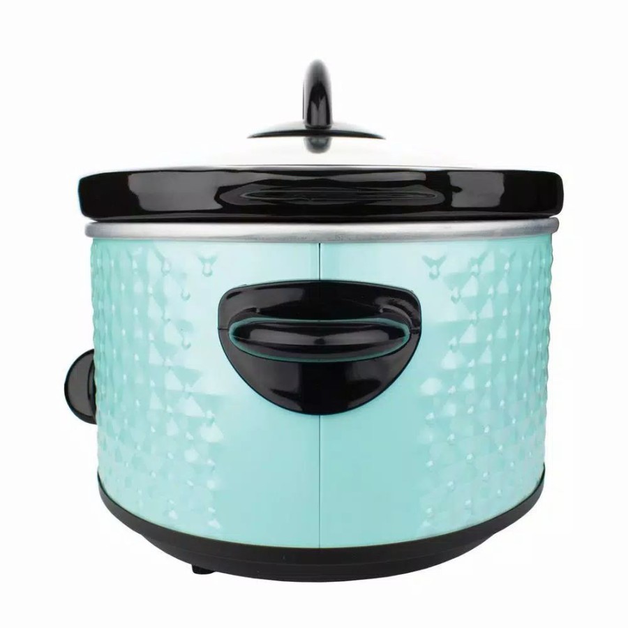 * Cookers | Cookers Brentwood Appliances Diamond 3.5 Qt. Blue Slow Cooker With Tempered Glass Lid