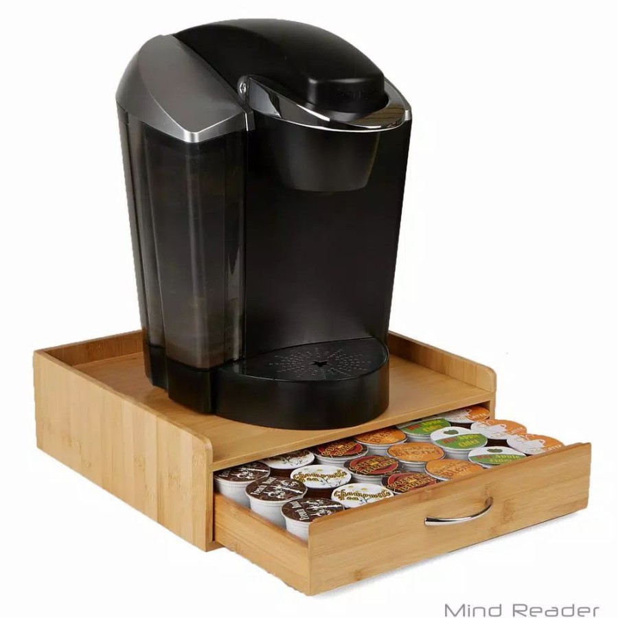 * Coffee Makers | Coffee Makers Mind Reader 32-Capacity Bamboo Brown K-Cup Storage Drawer With Lip Panel