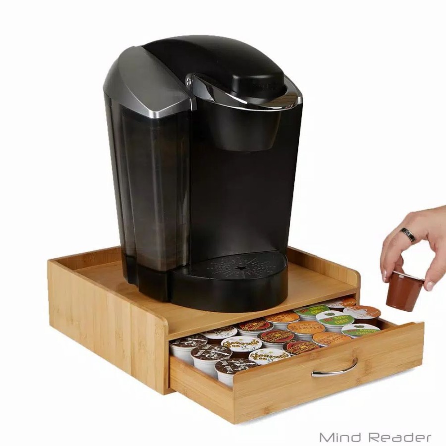 * Coffee Makers | Coffee Makers Mind Reader 32-Capacity Bamboo Brown K-Cup Storage Drawer With Lip Panel