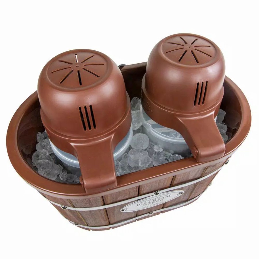 * Dessert Makers | Dessert Makers Nostalgia 4 Qt. In Brown Electric Double Flavor Ice Cream Maker