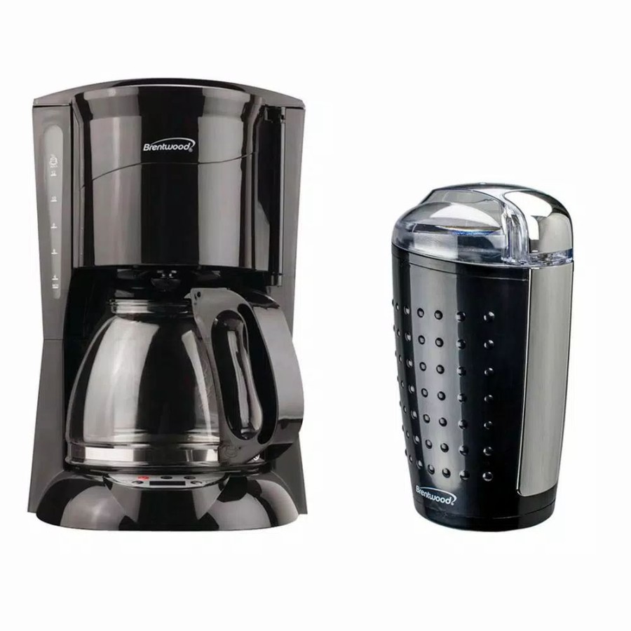 * Coffee Makers | Coffee Makers Brentwood Appliances 12-Cup Black Coffee Maker With 4 Oz. Coffee And Spice Grinder